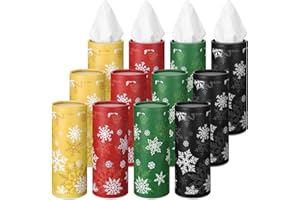 Fourluoo 12 Pack Winter Snowflake Car Tissue Cylinder Holder Bulk Round Snowflake Cylinder Holder with 3 Ply Facial Tissues for Winter Christmas Travel Bathroom Office Decoration Supplies