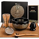 Matcha Set Kit &ndash; Japanese Matcha Bowl with Spout &amp; Measurement Marks | 8-Piece Matcha Tea Set with 100-Prong Matcha Whisk, Lucky Crane Spoon Rest, Sifter, Bamboo Placemat &amp; Guide