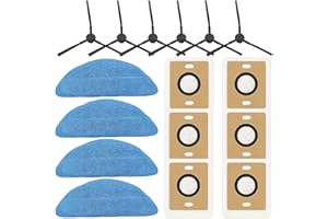YUJINRU Replacement Parts Accessories Kit Compatible with ILIFE A12 Pro/ V9/V9 Pro Robot Vacuum Cleaner 6 Side Brushes, 4 Mop Pad,6 Dust Bags