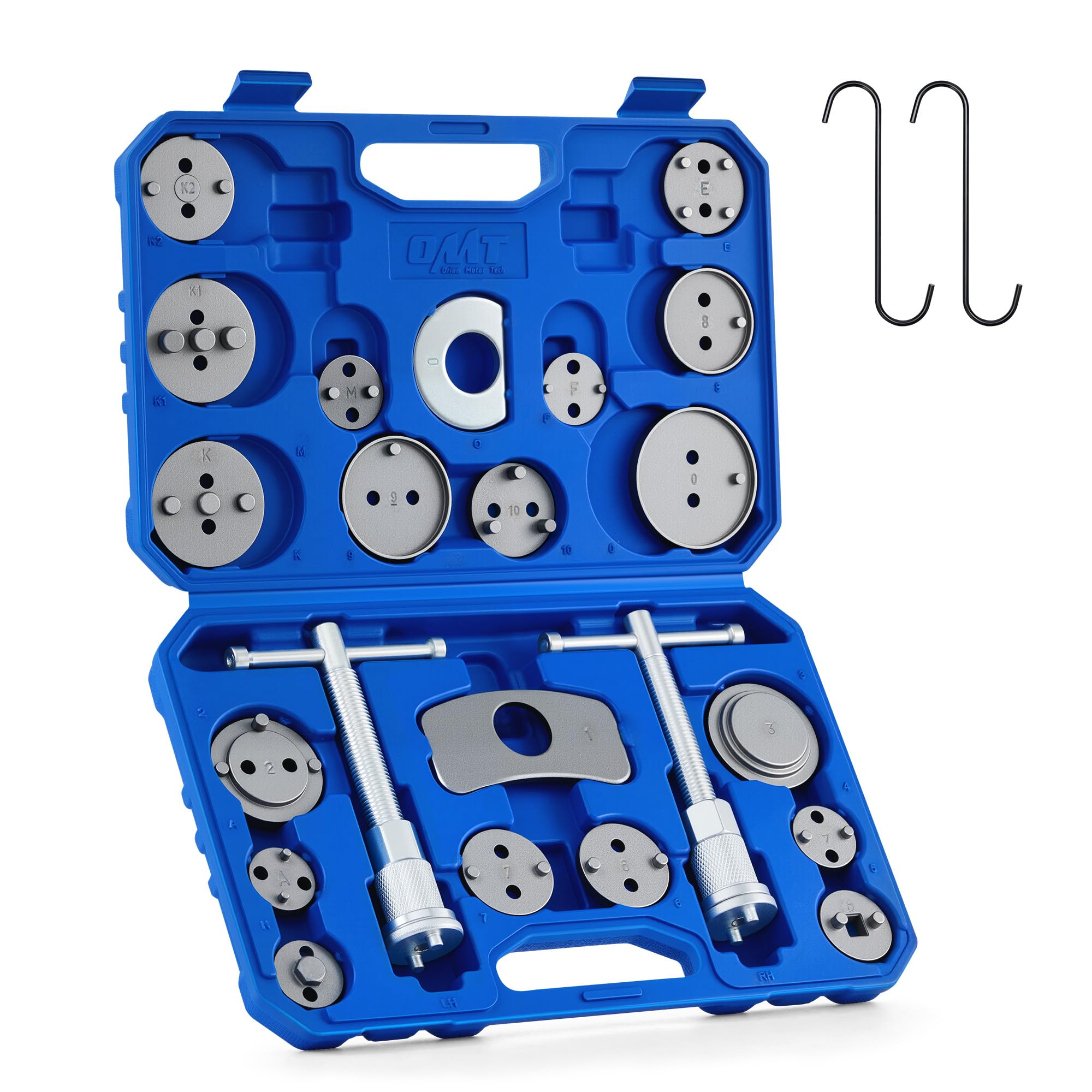OMT 24pc Brake Caliper Compression Tool with Adapters & Hangers, Sandblast