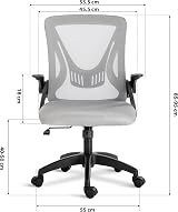 Blisswood Adjustable Office Desk Chair Mesh Back 90° Armrests Grey view 3