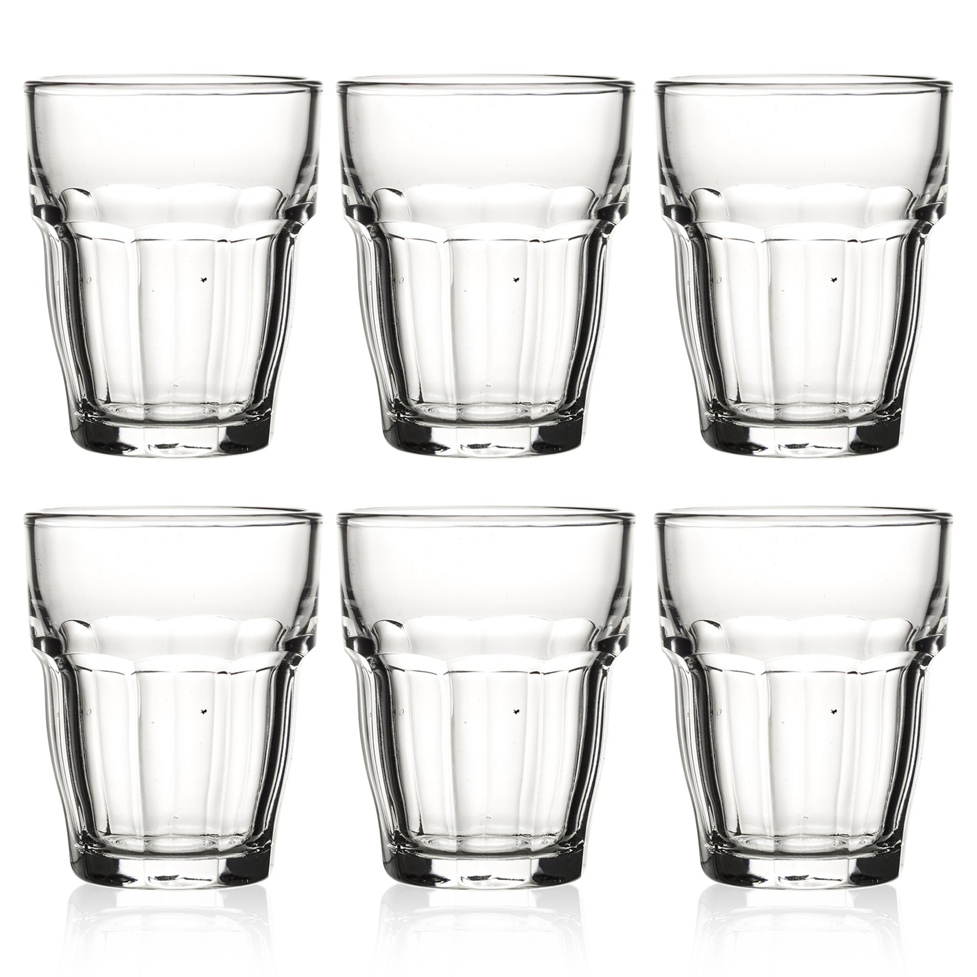 BORMIOLI Rocco ‘Rock Bar’ Retro Shot Glasses Set of 6 (7cl) – American Diner-Style Glasses – Serve Vodka, Tequila & Spirits – Toughened Italian Glass: Dishwasher Safe