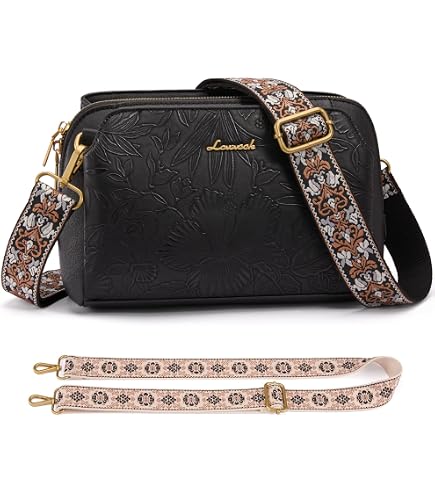 KEEPOP Small Crossbody Purses for Women,Triple Zip Multi Pocket Leather,Adjustable Strap Over the Shoulder Bags: Handbags