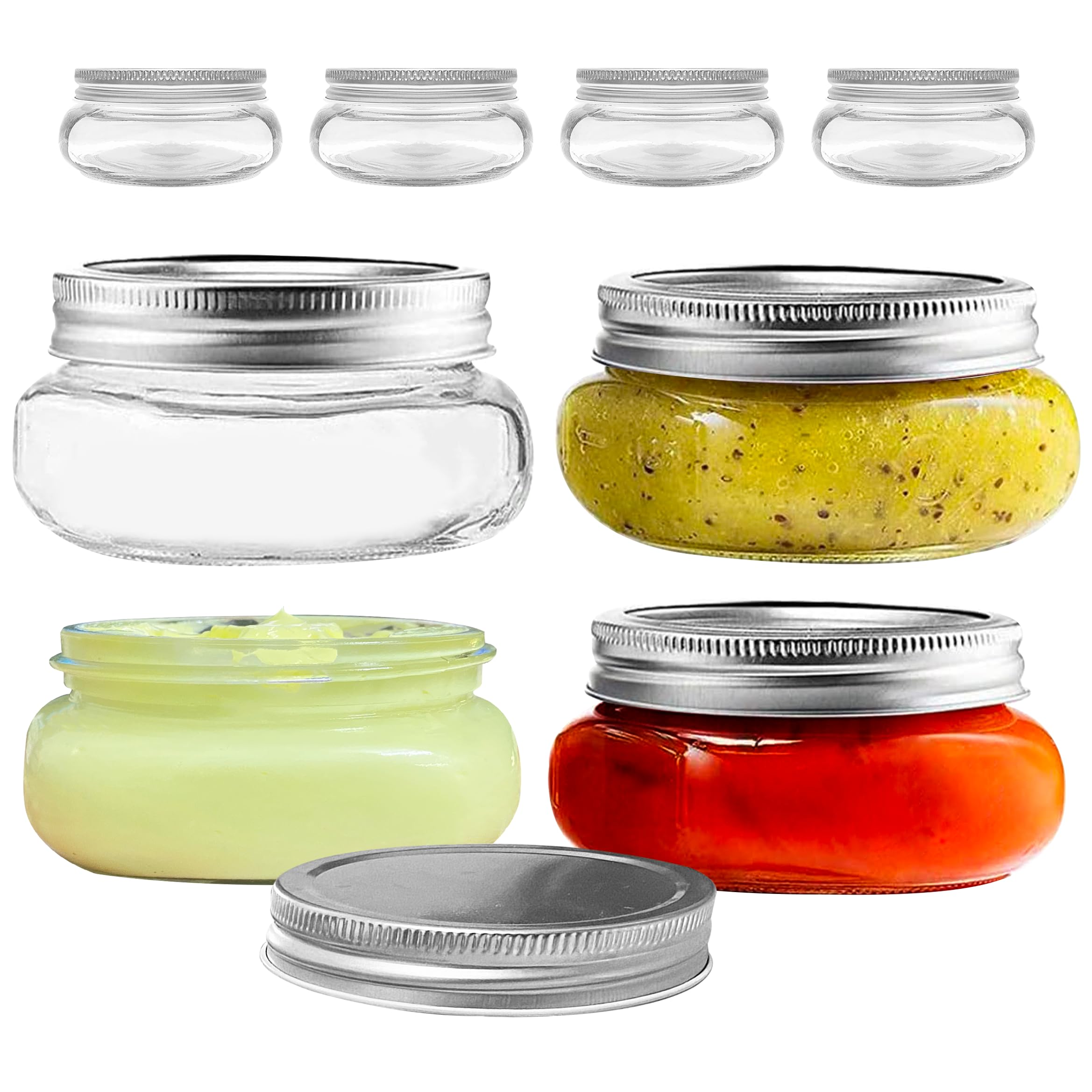 Photo 1 of CHGShine Wide Mouth Mason Jar 8 oz for Pickling, Shea Butter Body Butter, Canning, Candles, Fruit Preserves, Jam or Jelly - Glass jar with Lids 4pc