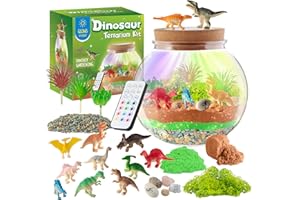 Dinosaur Light-Up Terrarium Kit for Kids - LED Night Light Birthday Gift for Boys Ages 4 5 6 7 8-12 Year Old - Dinosaur Toys for Boys - DIY Arts and Crafts Kit for Kids