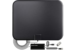 EPICDEV TV Antenna for Smart TV Indoor, TV Antenna for Local Channels,Support 4K 1080p with Signal Booster, 18FT Coax HDTV Cable (Black)