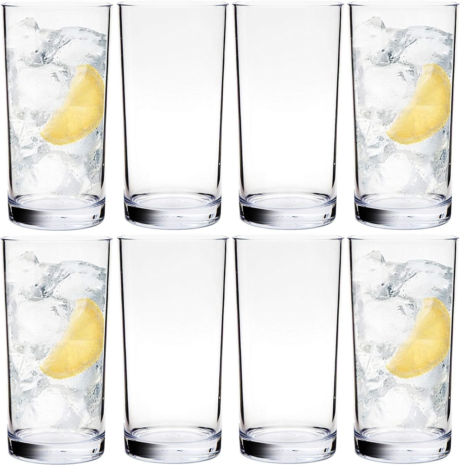 Youngever 8 Pack 500ml Plastic Water Tumbler, Set of 8, Plastic Glasses, Reusable Plastic Cups, Unbreakable Glasses
