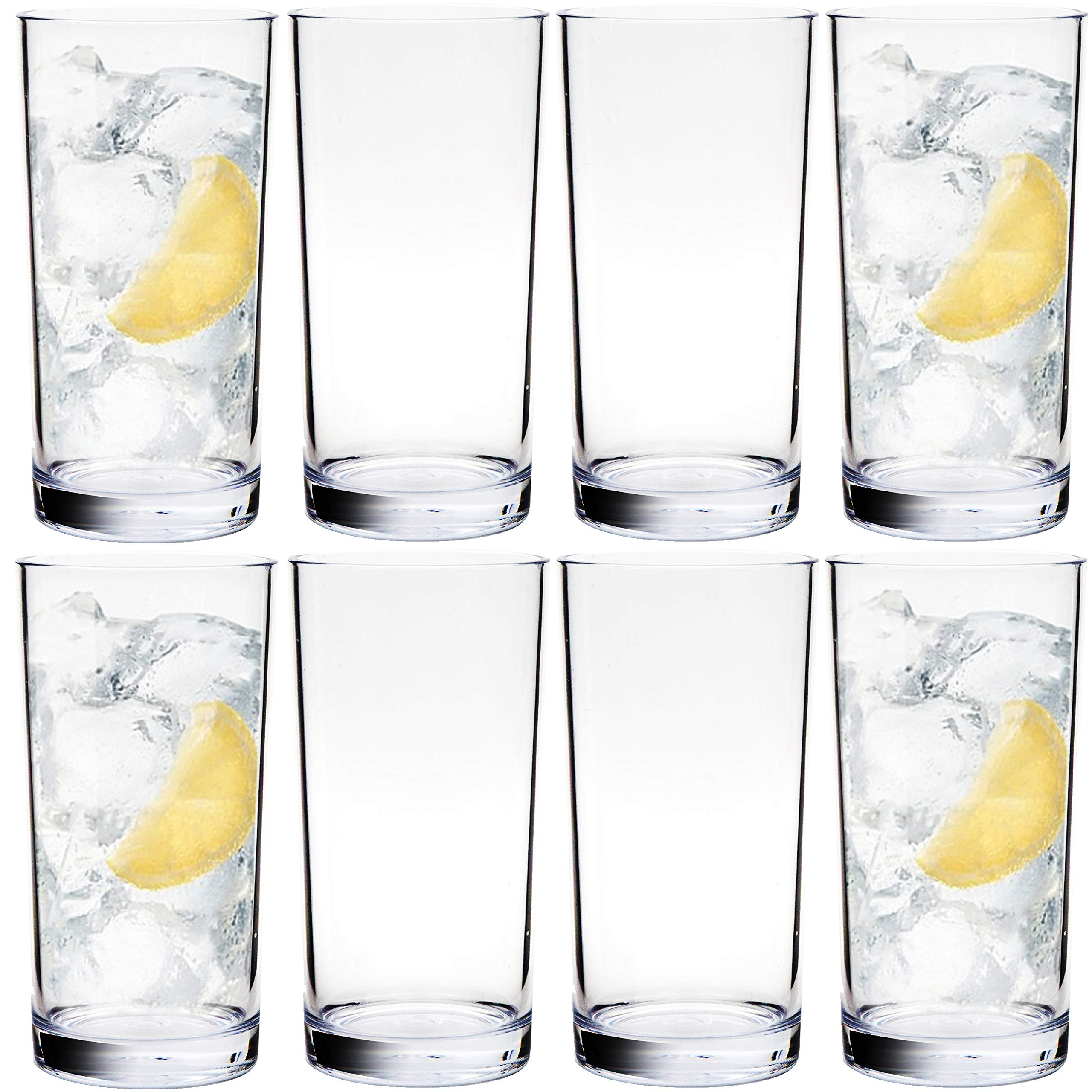 Youngever 8 Pack 500ml Plastic Water Tumbler, Set of 8, Plastic Glasses, Reusable Plastic Cups, Unbreakable Glasses, Plastic Tumblers (Clear)