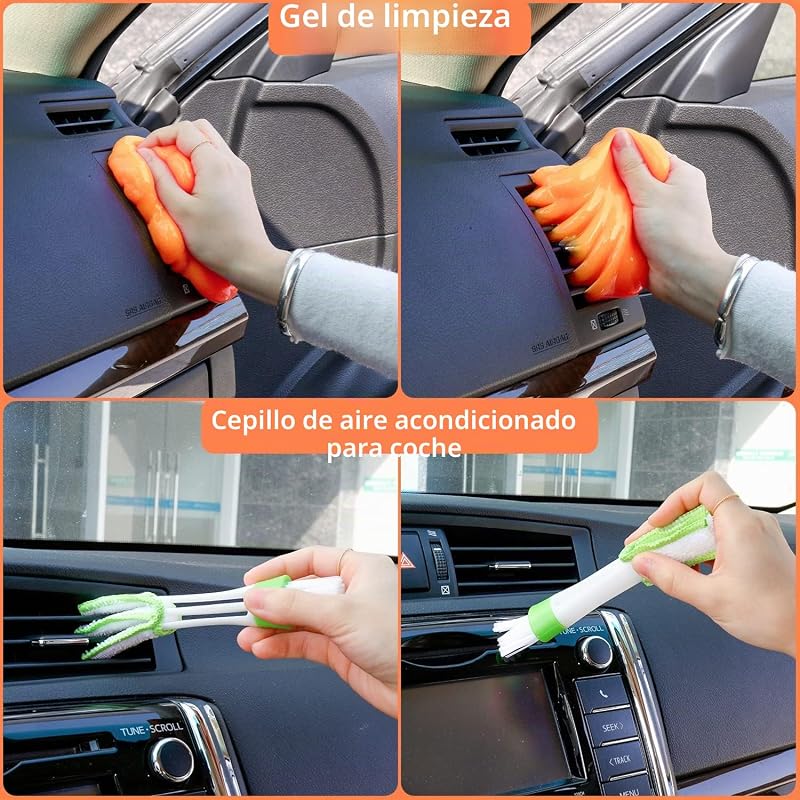 Juego de limpieza para el coche, juego de lavado de coche, juego de 17 piezas para el cuidado del coche para limpieza interior y exterior, salpicadero, rejilla de ventilación, motor, ruedas