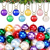 112 Pcs Christmas Mini Balls Ornaments, 0.6 x 0.4 Inch Miniature Christmas Glitter Colorful Balls, Mini Hanging Pendant Ball for Xmas Tree DIY Craft Holiday Decorations