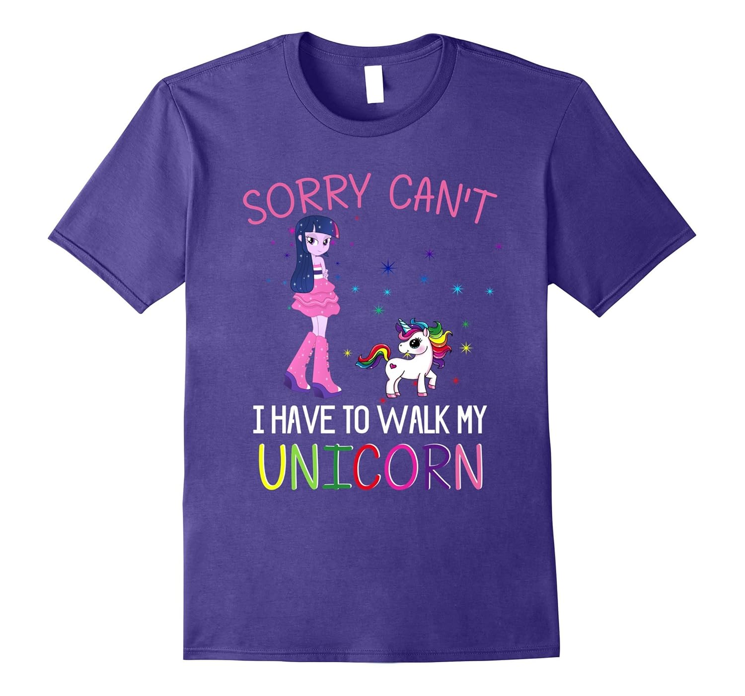 Sorry Can't I Have to Walk My Unicorn Funny for Girls tshirt-Rose