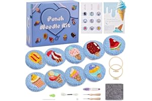 zackal Punch Needle Kit for Beginners, 9 Patterns Punch Needle Coaster Kit with Yarn, Hoop, Needle, and Instructions,for Adults, Kids&Gift
