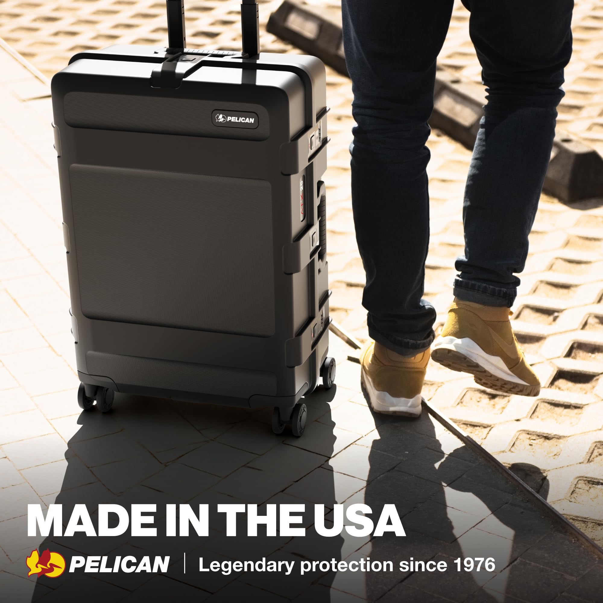Pelican ATX Luggage Hard Case Luggage with Wheels - Waterproof Hardshell - Medium Size (25 Inch) Check-In Suitcase (Black)