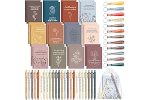 Mooliwe 72 Pcs/24 Set Positive Affirmation Gift Set Gratitude Notebooks with Affirmation Pens Keychains Small Bags Motivational Notepads for Women Coworkers Christmas Adult Party Favors(Fresh)
