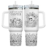 34HD Book Lovers Tumbler 40oz, Funny Skull Book Mug