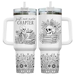 34HD Book Lovers Tumbler 40oz, Funny Skull Book Mug