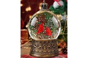 SINOFAYAR Christmas Cardinal Snow Globe Light up Lantern with 8 Songs, 6.99" Christmas Snow Globes for Kids Adults, 6H Timer & Dual Power, Snowglobes Christmas Decorations Indoor, Gifts for Women Men