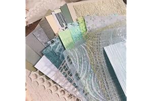 SANZAOGANG 30Pcs Scrapbook Paper Textured Paper, A5 Craft Scrapbooking Paper Sheets Handmade Snow Dot Mesh Fabric Mix Special Papers for Scrapbooking, Art Journaling, Card Making Supplies(5.5x7.8in,Style-B)