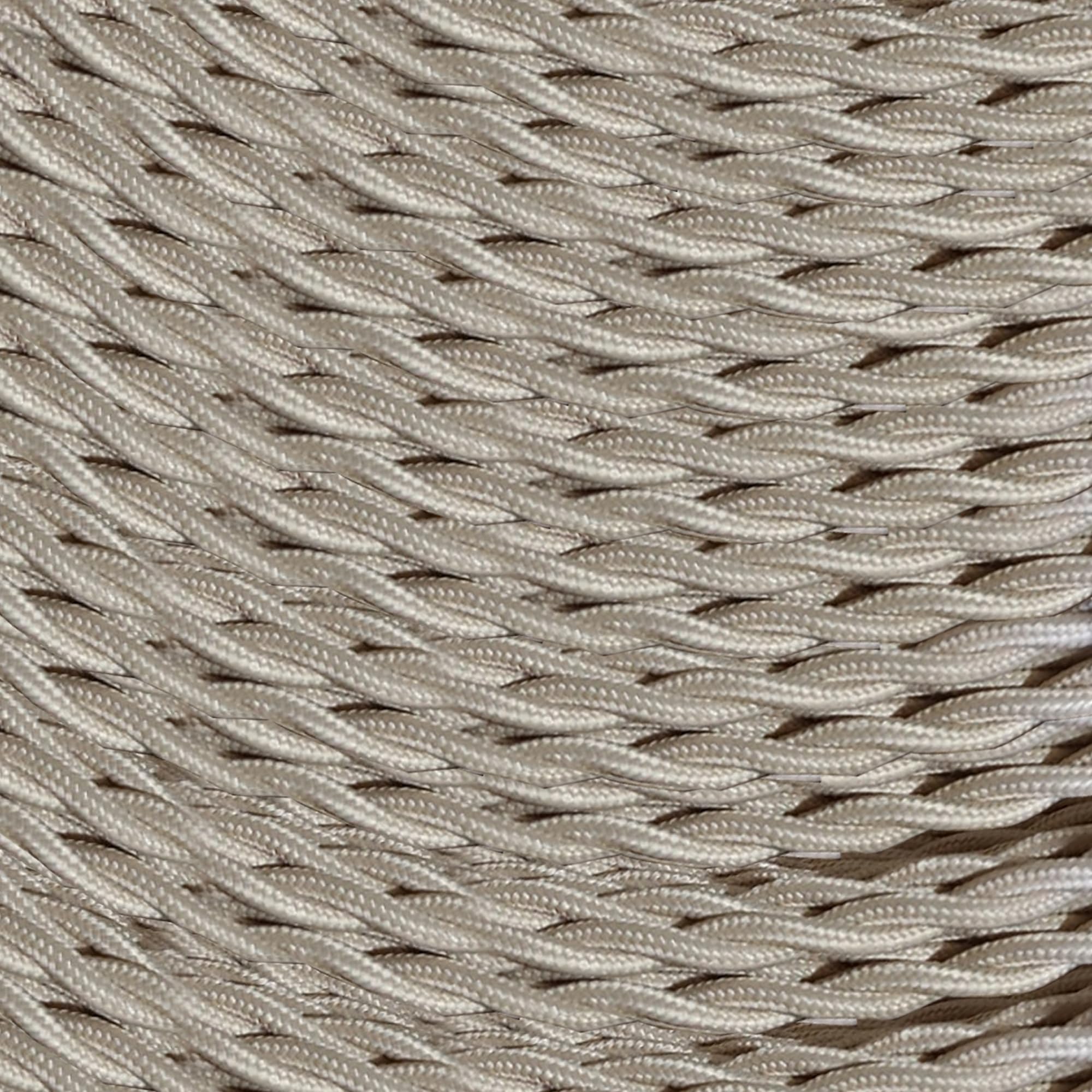 LEDSone 5 Meters Cream Color 3 Core Twisted Fabric Braided Flex Lighting Cable, Vintage Electrical Cable Wire for Industrial Pendant Lights or Other Appliances