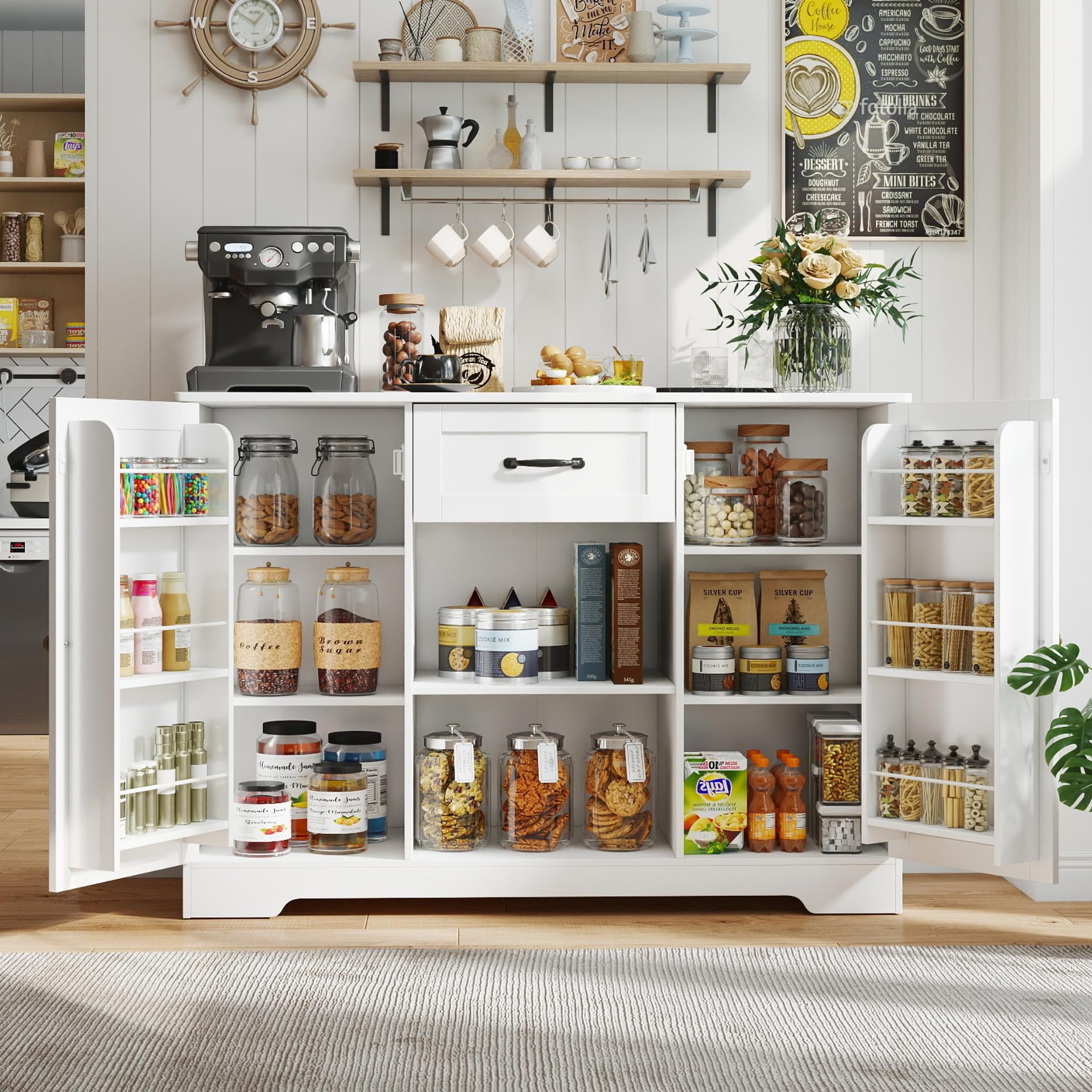 Gizoon Kitchen Sideboard Buffet Cabinet with Storage Coffee Bar Cabinet ...