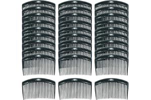 Cinaci 30 Pack Clear White Black Brown Plastic Hair Side Combs Slide Bun Holder with 23 Teeth DIY Headpieces Clips Grips Barrettes Accessories for Women Brides Veil (Black)