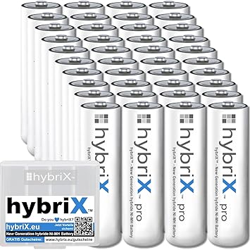 40er Sparpack Kraftmax hybriX pro Set - 40x Mignon AA Hybrid Akkus in Box - Die Neue Generation von Hybrid Akku Batterien