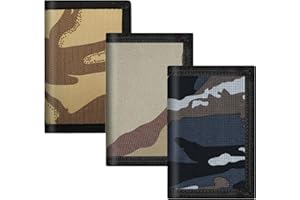 sundee RFID Blocking Wallet,3 Packs Kids Wallet Bulk,Mini Trifold Coin Purse Cartoon Wallet,Front Pocket Wallet with Zipper for Kids,Canvas Outdoor Sports Wallets with Magic Sticker - Dark Blue