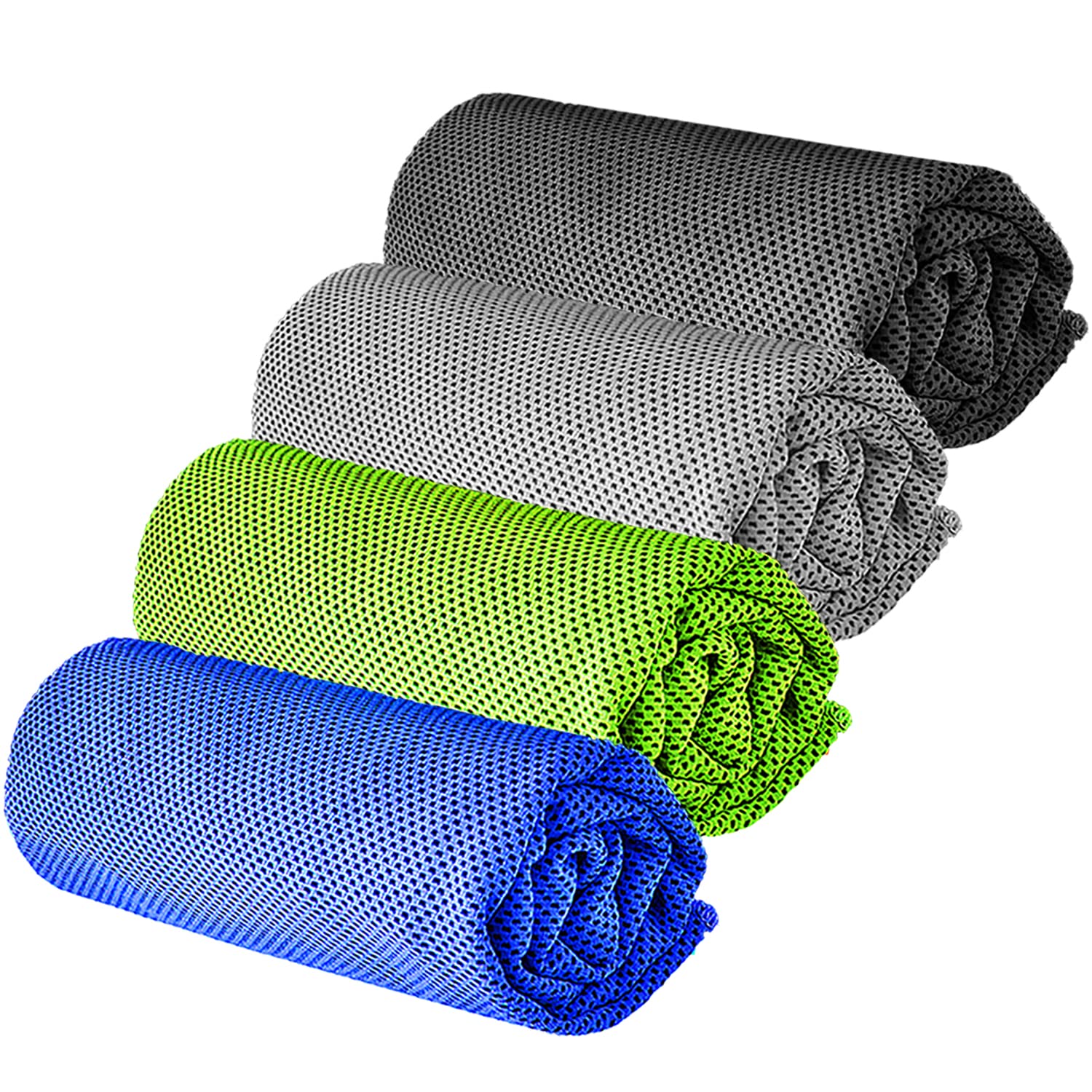 YQXCC 4 Pcs Cooling Towels | 120x30 cm | Cool Cold for Neck | Microfibre Soft Breathable Chilly | for Sports Yoga, Golf, Gym, Camping, Running & More Activities