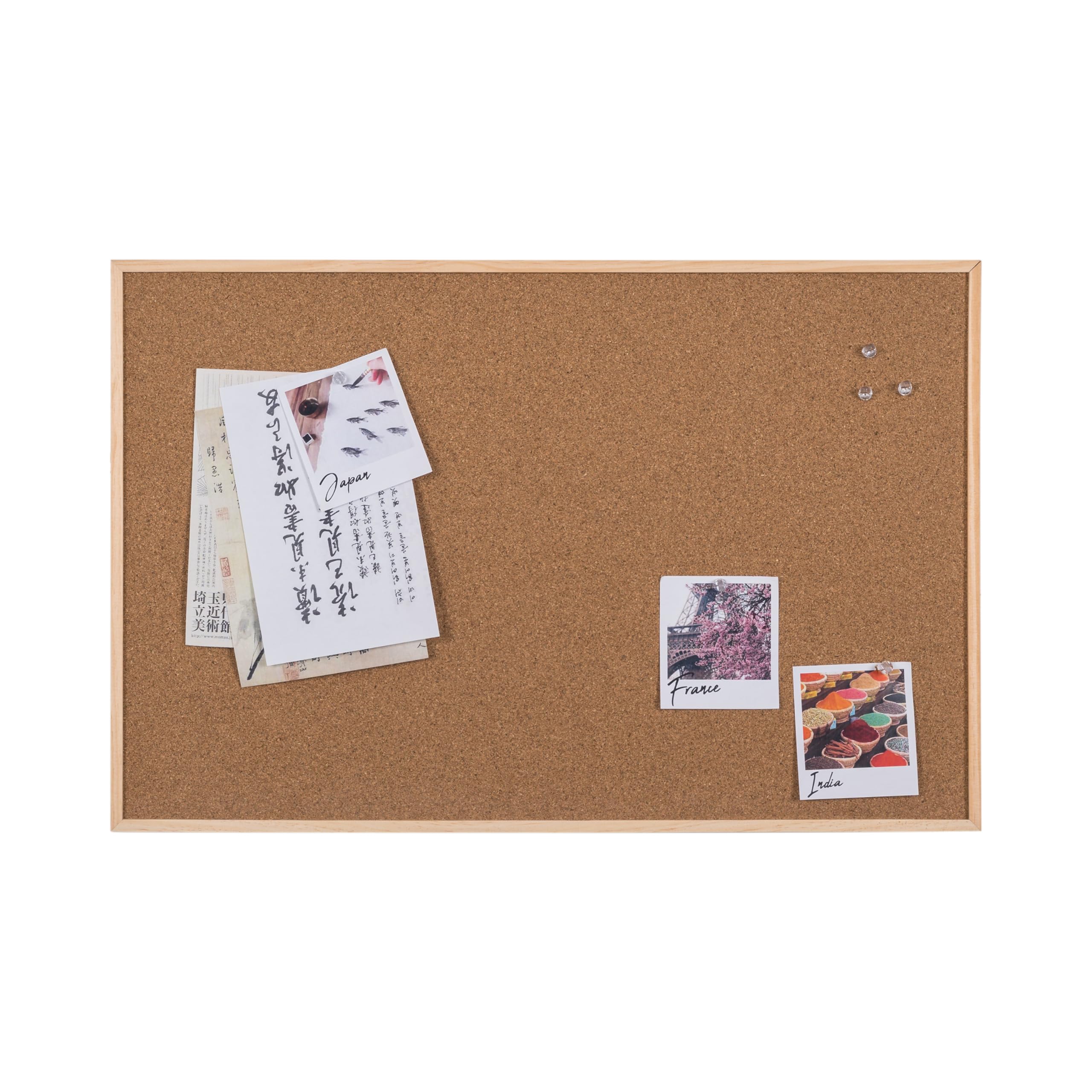Bi-Office Earth New Basic Notice Board - 585 x 385 mm - Cork Surface, Pine Frame