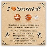 PEALICIOUS Sport Earrings for Women, Cute Soccer Softball Basketball Volleyball Gifts for Girls as Valentines Gift, Hypoallergenic Sport Accessories with Meaningful Card as Game Day Gifts for Fans Daughter