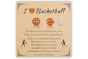 PEALICIOUS Sport Earrings Hypoallergenic Soccer Softball Basketball Volleyball Earrings for Women with Meaningful Card, Sport Accessories as Girls Christmas Gifts Christmas Stocking Stuffers for Fans