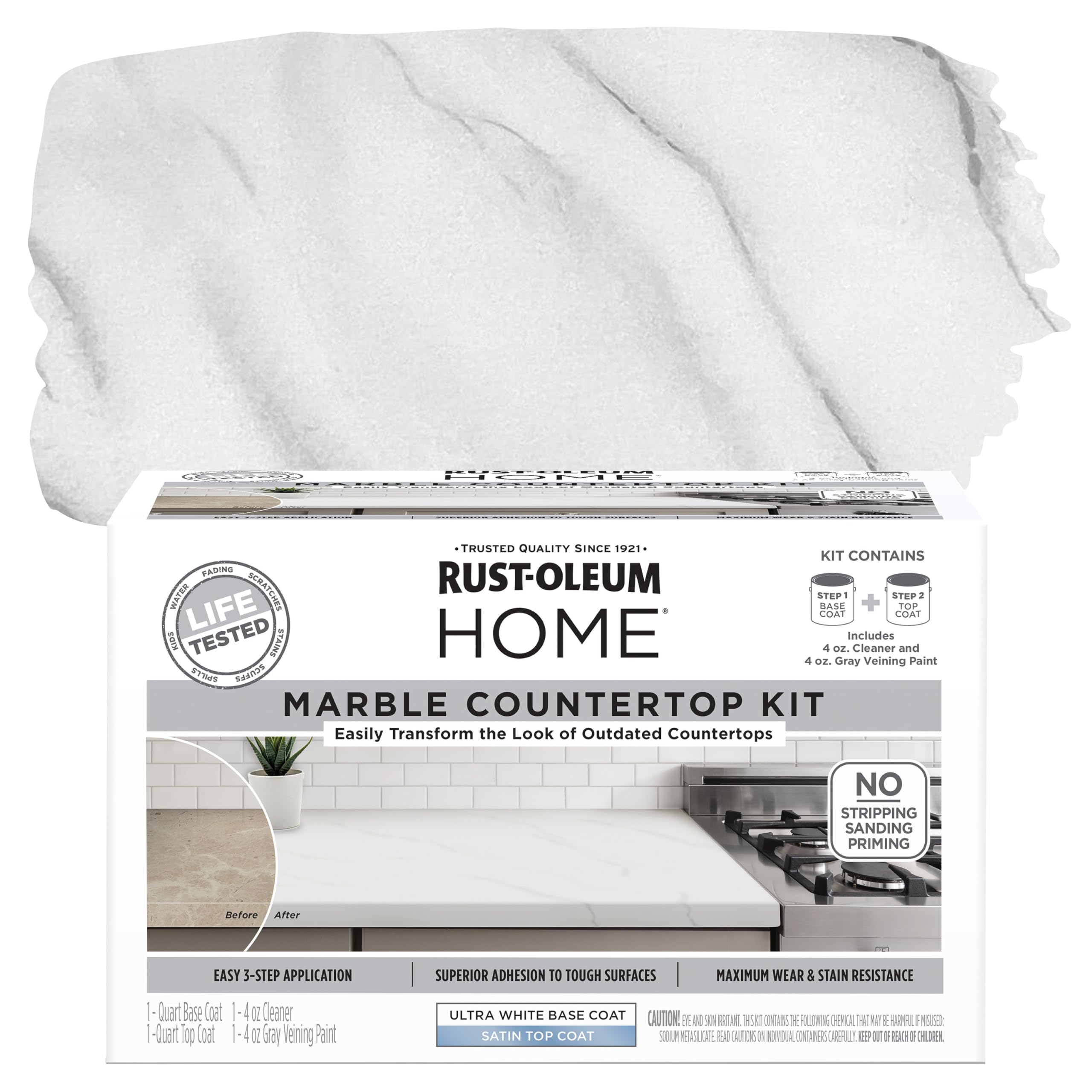 Photo 1 of Rust-Oleum 384964 Home Marble Countertop Coating Kit, 72 fl oz, White