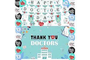 IRCOR Doctors Day Decorations Happy Doctors Day Decorations with Banner Backdrop Balloons & Hanging Swirls