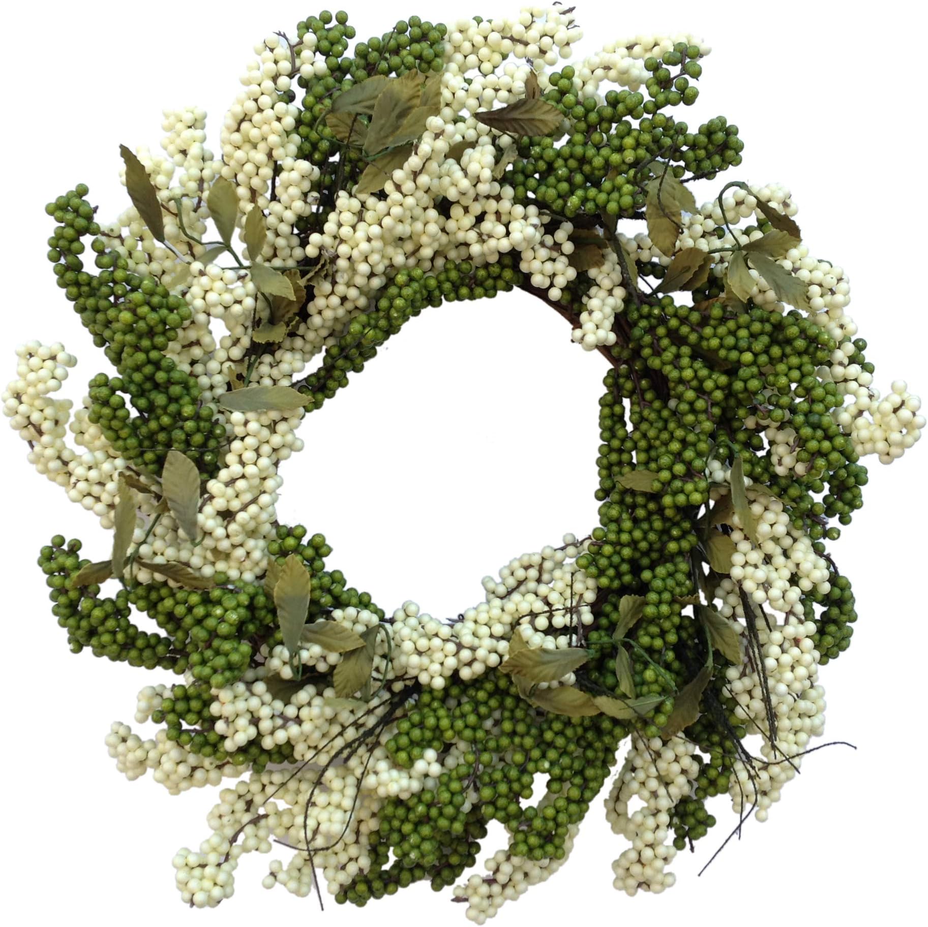 Flora Decor Bountiful Berry Wreath - Ivory/Green - 24"