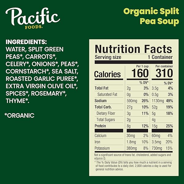 PACIFIC FOODS ORGANIC SPLIT PEA, 16.5 OUNCE CAN (PACKAGING MAY VARY)