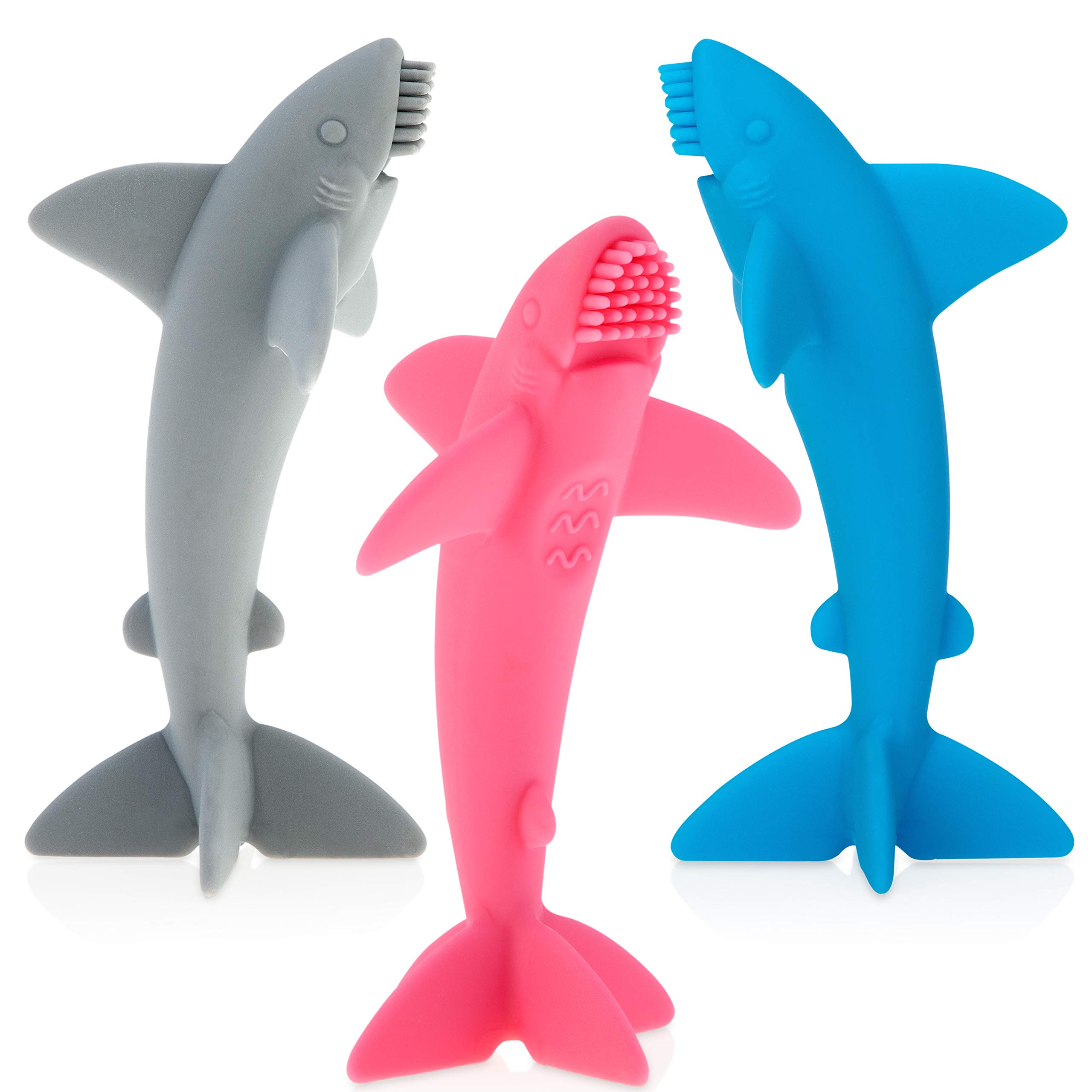 Nuby Grooming Lil Shark Massaging Toothbrush, Colors May Vary, 1pk, 5