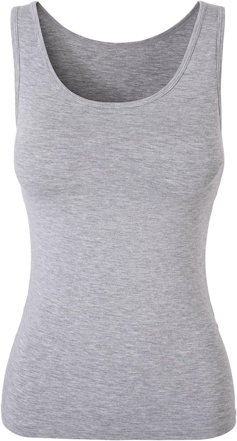 Women's Cami Camisole Built-in Bra Wide Strap Tank Top Padded Vest Sleeveless Sports T-Shirt 3 Pack Multicolor