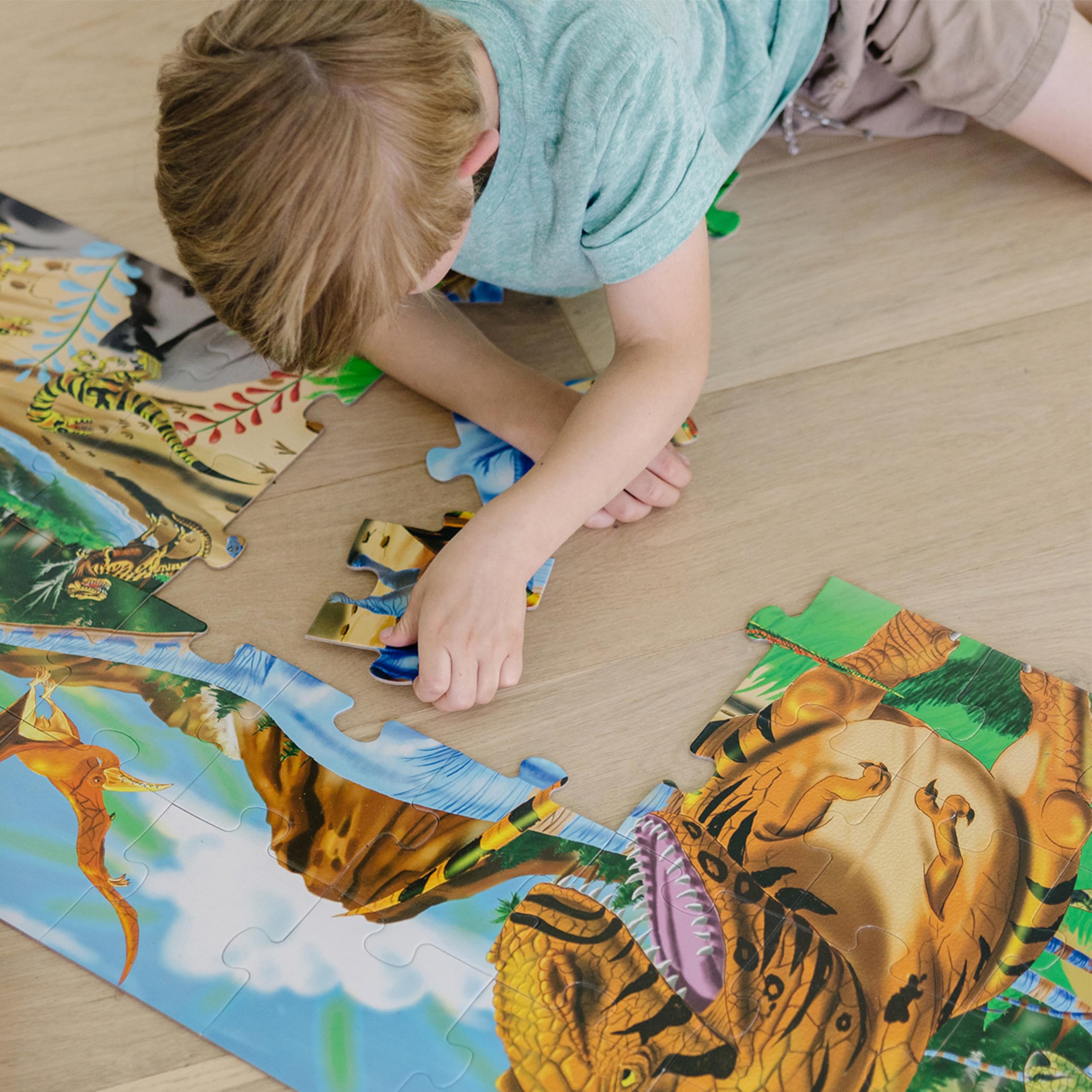 Melissa & Doug Land of Dinosaurs Floor Puzzle (48 pcs, 4 feet long) - FSC Certified