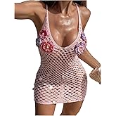 Floerns Women's Crochet Cover Up Beach Dress Hollow Out Floral Vacation Bathing Suit