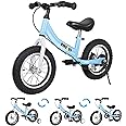 Balance Bike 2 in 1,The Dual Use of a Kids Balance Bike and Toddler Bike, for 2 3 4 5 6 7 Years Old -12 14 16 Inches with Training Theory, Brake, Pedal