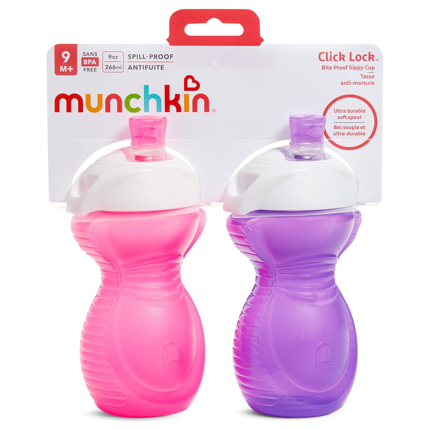 Munchkin Click Lock Bite Proof Sippy Cup, Blue/Green, 9 Ounce, 2 Count : Baby