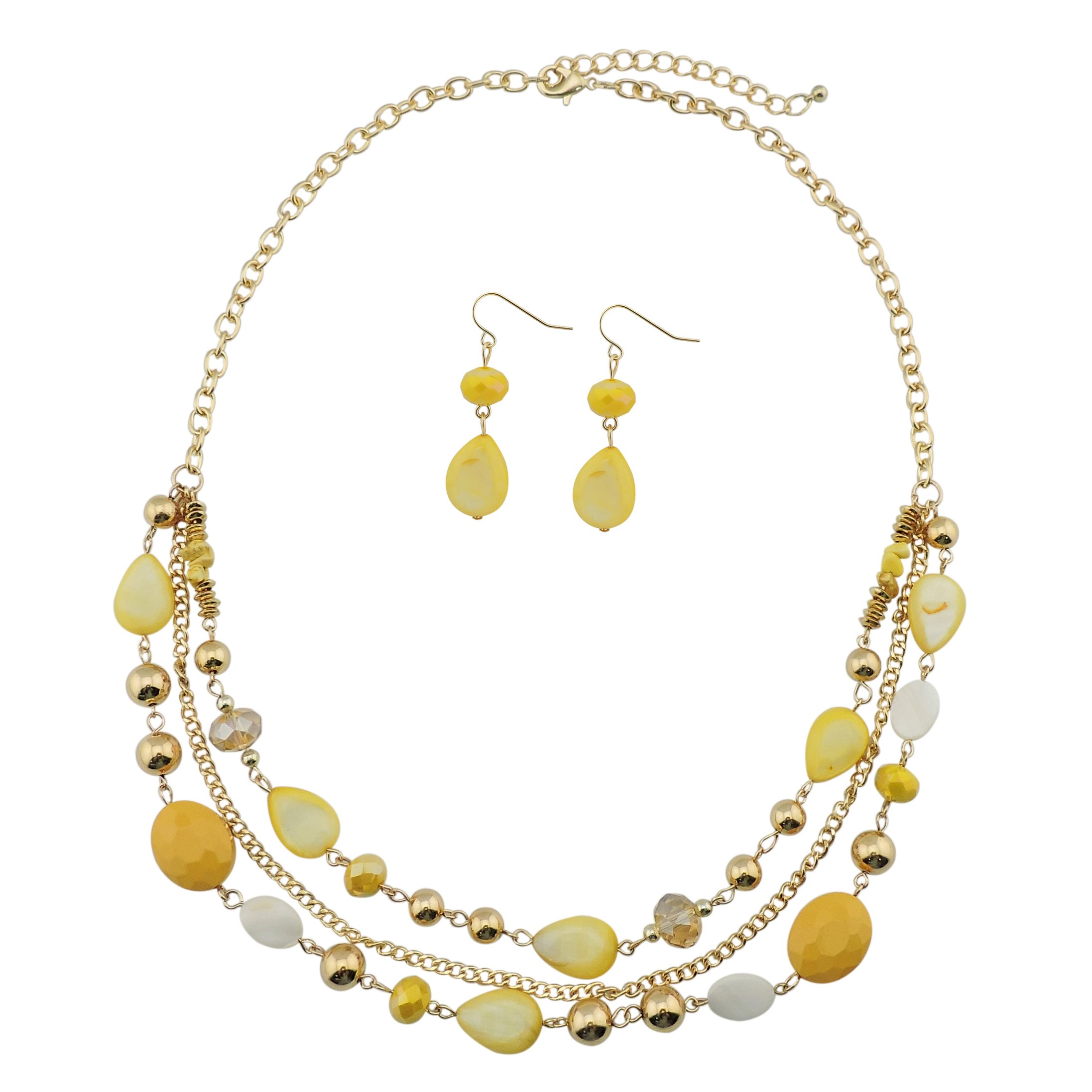 BOCAR Multilayer Colored Glaze Shell Beads Women Chain Necklace (NK-10060-yellow) — image 1