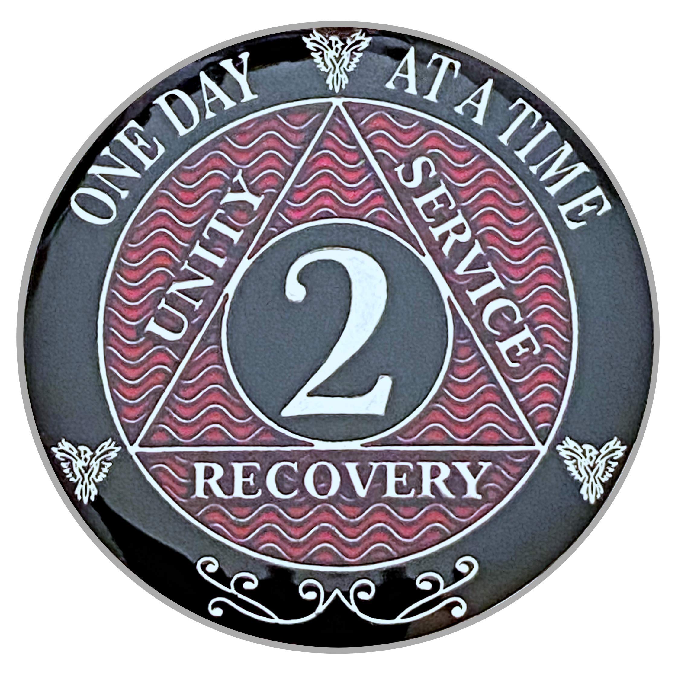 2 Year AA Coin Silver Color Plated-Medallion, Recovery Chip, 12 Step Token, Alcoholics Anonymous Coin