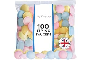 MyCandyShop Satellite Wafers x 100 – Flying Saucer Candy - UFO Candy wafers with Sour Powder Centre 6 oz - Retro Weird Viral from TikTok