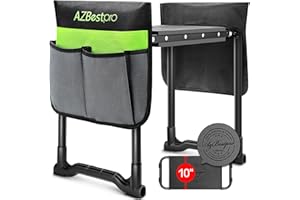 AZBESTPRO Garden Kneeler and Seat Heavy Duty, Foldable Gardening Stool - 2023 Upgraded Widened to 10" Stable Wear-Resistant Prevent Knee and Back Pain, Beautiful Logo high-end 2 Large Tool Bags Gift for Men