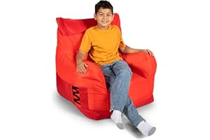Big Joe Dorm Bean Bag Chair with Drink Holder and Pocket, Two Tone Red Smartmax, Durable Polyester Nylon Blend, 3 feet