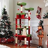 PAWZ Road Christmas Cat Tree, 72 Inches Tall Cat Tower with 2 Perches, 2 Condos and Spacious Hammock, Attractive Cat House wi
