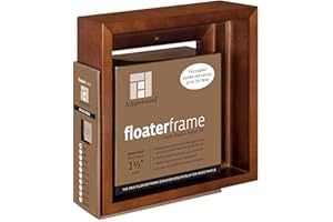 AMPERSAND ART SUPPLY Ampersand Floaterframe Readymade Frame for Flat and 1 1/2" Deep Wood Panel and Canvas Artwork, Paintings, Prints, and More, 6"x6", Walnut Bold