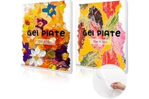 Threlaco 2 Packs Large Gel Printing Plates, 12'' x 14'' Reusable Gel Printing Plate, Printmaking Supplies for Art for Card Making, Scrapbooking, Printmaking, Paper Crafts, Monoprinting at Home