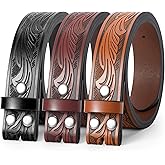 BELTROAD 3 Pack Western Belts for Men Women without Buckle Cowboy Belt for Buckle Mens Western Leaher Belt for Jeans